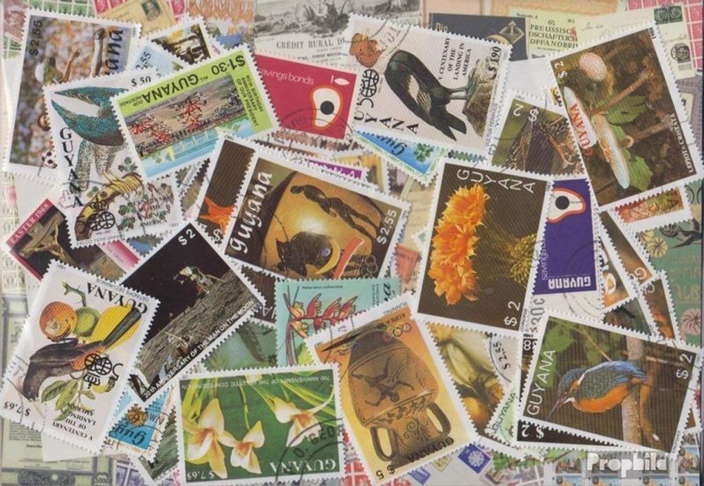 Briefmarken Guyana 50 verschiedene Marken