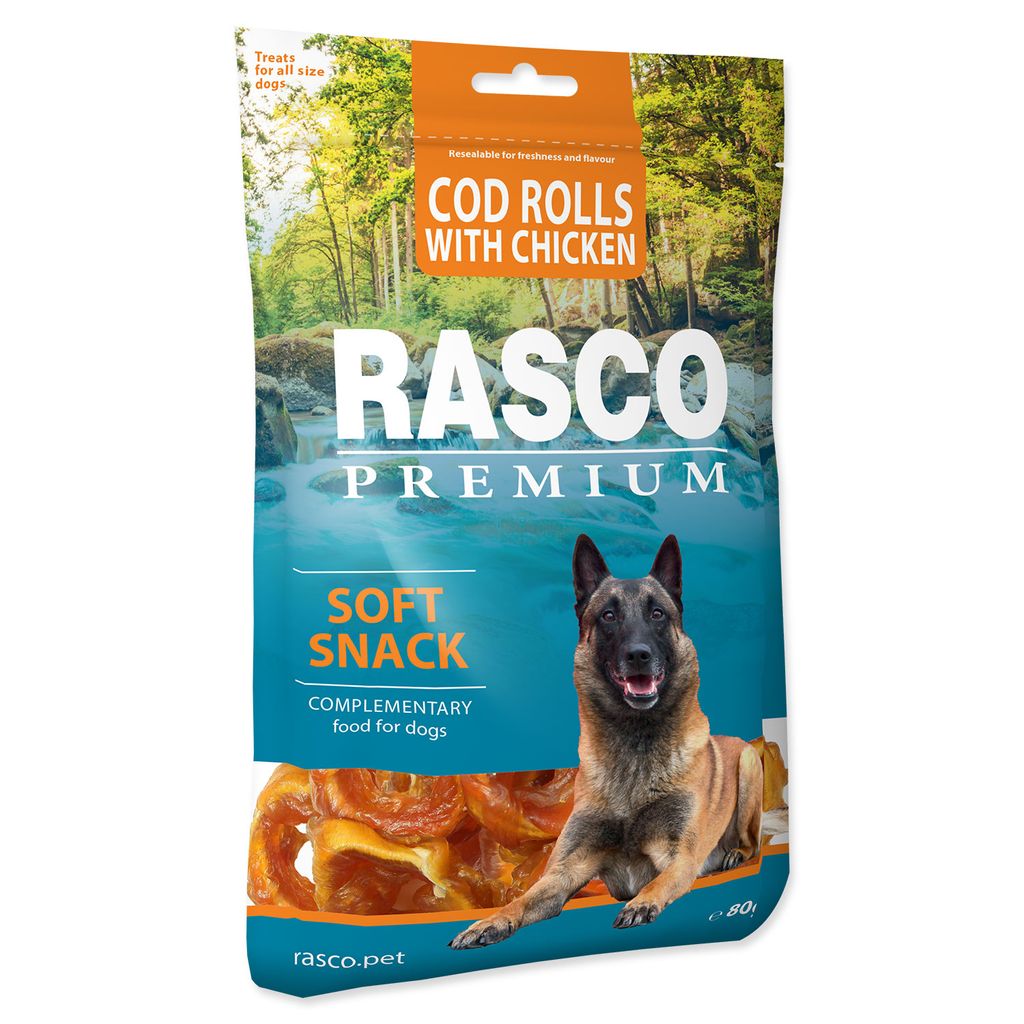 Rasco Premium Snack Kabeljau umhüllt mit Huhn, Röllchen 80g