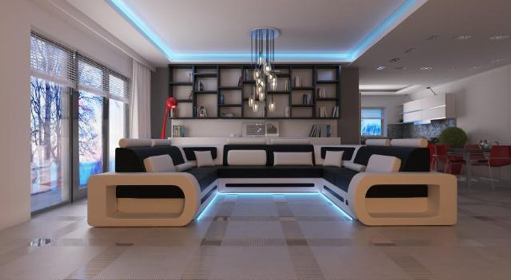 XXL BIG Wohnlandschaft U Form Ecksofa Sofa Eck Couch Polster Garnitur Leder Neu