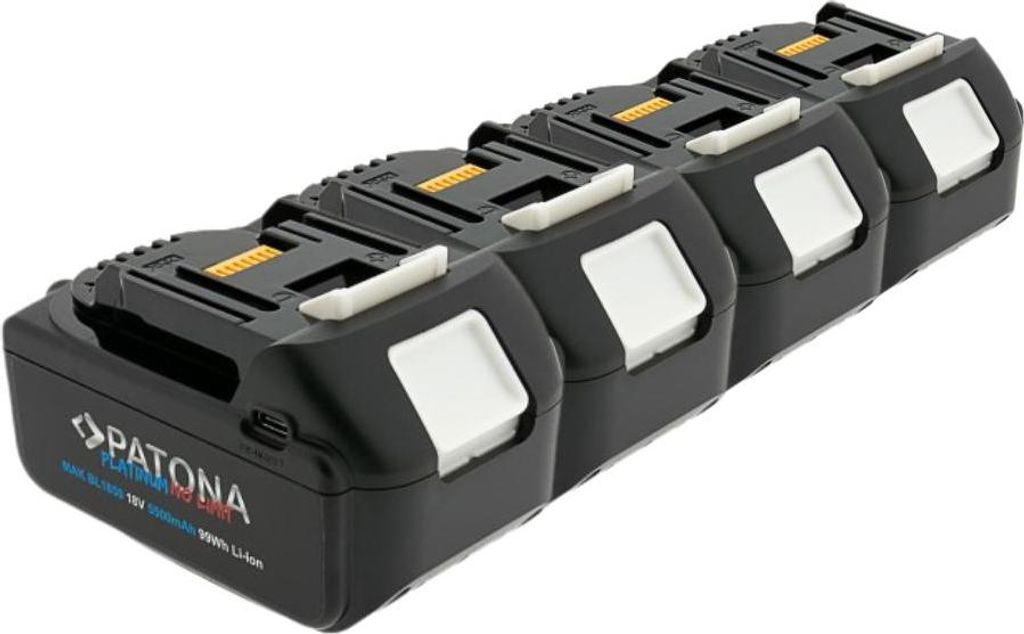 4x Akku mit USB-C In- und Output kompatibel mit Makita 18V BL1850B u. BL1860B | 5500mAh | LED Kapazitätsanzeige
