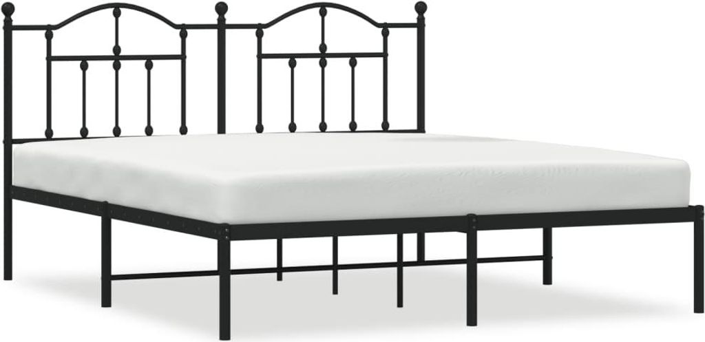 vidaXL Postel s čelem kovová černá 180x200 cm Obrázek produktu 