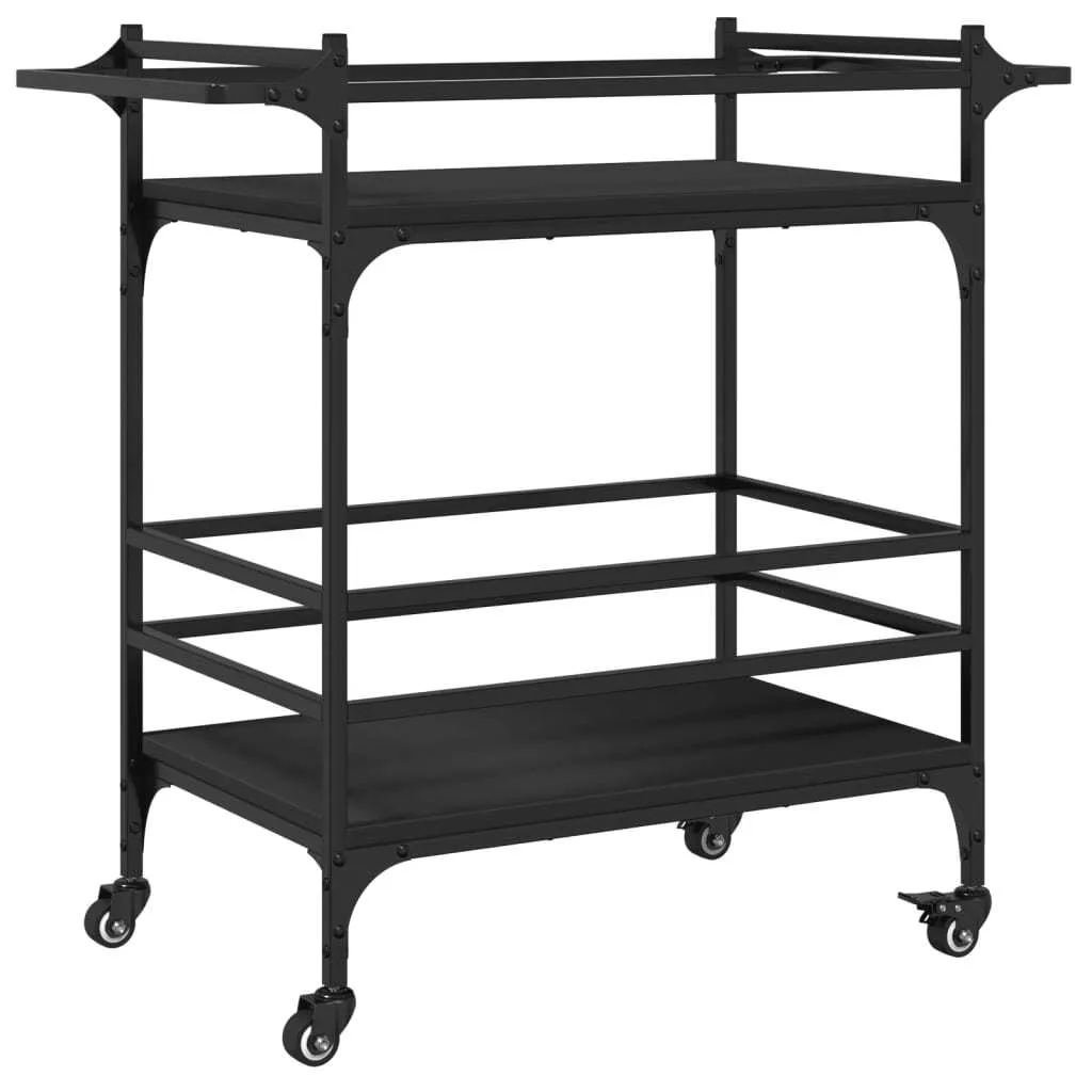 Carrello da cucina nero 82x40x78,5 cm in legno
