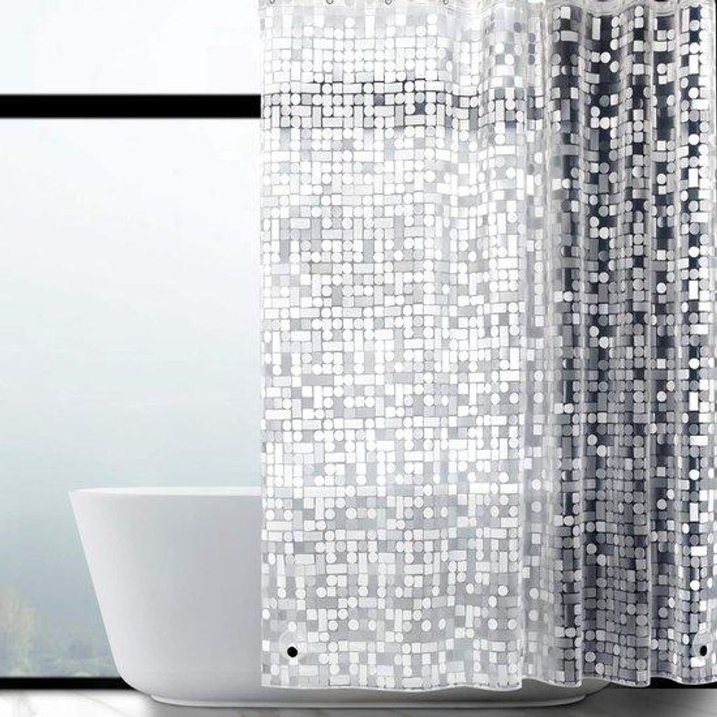Douchegordijn, schimmelwerend, EVA-materiaal, waterdicht, antibacterieel, geometrisch, transparant, für Duschen und Bäder, 180 x 180 cm