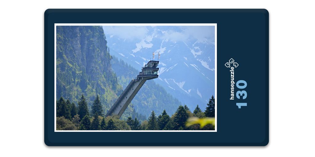hansepuzzle 18490 - Ski-Schanze Puzzle, 130 Teile, Sport, 28,7 x 20,0cm mit hochwertiger Aufbewahrung, Kartonbox und wiederverschließbarem Beutel