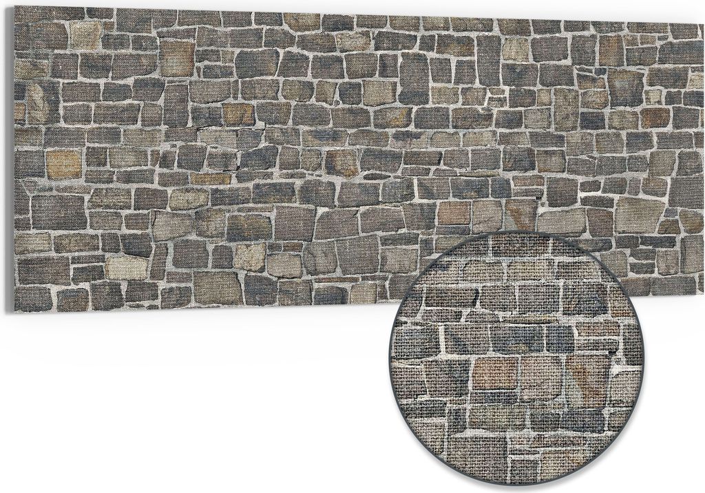 DEQORI Hybrid Leinwand Bild 150x60 cm 'Steinmelodie' Wandbild Glas flach modern
