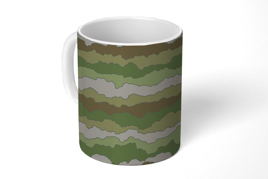 KitchenYeah Tasse Kaffeetasse Kaffeebecher 350 ml Camouflage - Muster - Armee Teetasse - Fototasse - Becher - Keramikbecher - Teebecher - Kaffeet...