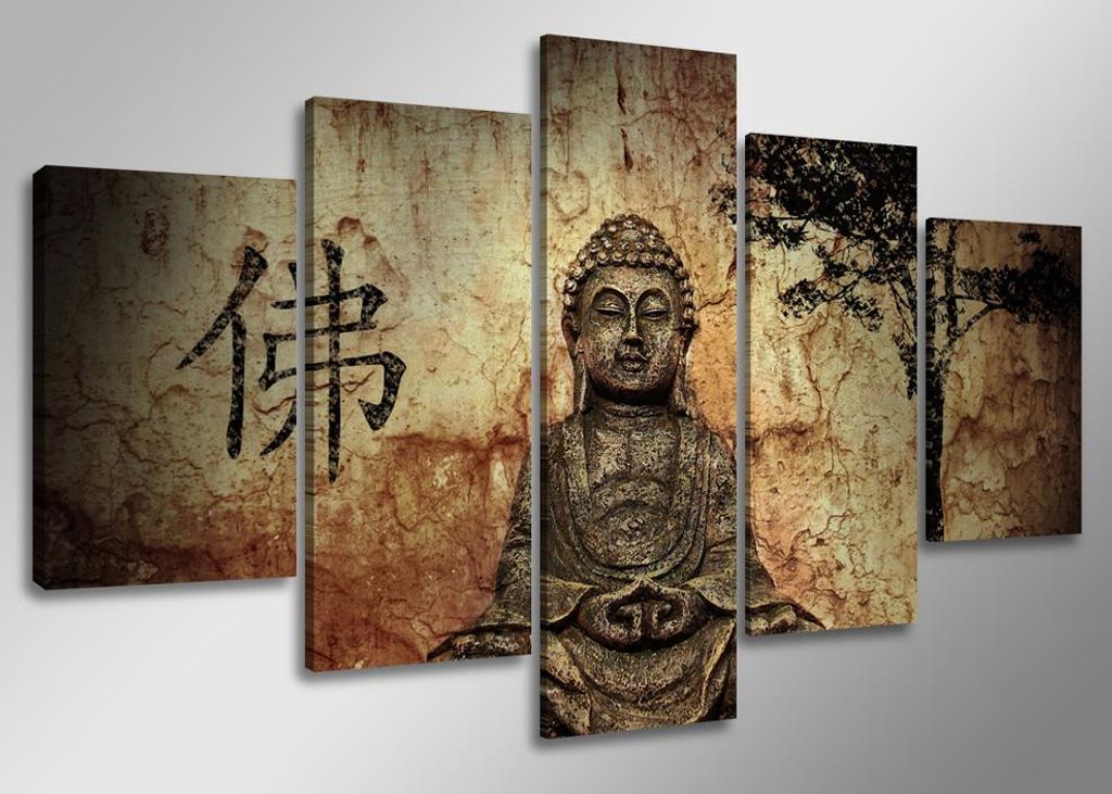 5502 Buddha Leinwandbild 5-teilig 160x80 cm