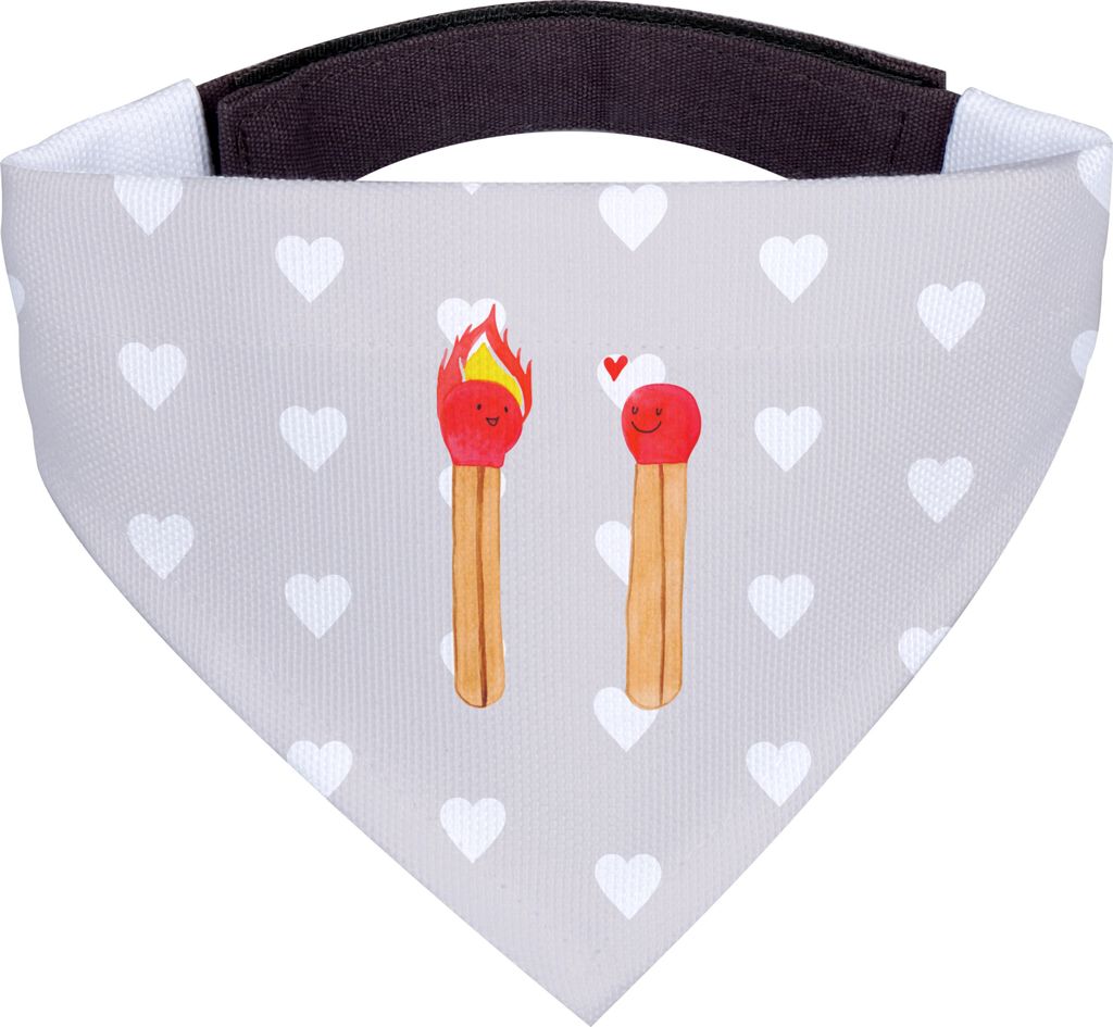 Mr. & Mrs. Panda Dreieckstuch Streichhölzer - Grau Pastell - Geschenk, Halstuch für Hund, Liebesgeschenk, Hundehalstuch, Bandana, Hunde Hals Tuch...