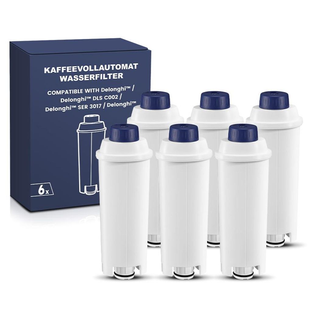 Wasserfilter für De'Longhi Kaffeevollautomaten – Ersatzfilter DLSC002, kompatibel mit Magnifica S, Dinamica, Eletta (6 Stück)