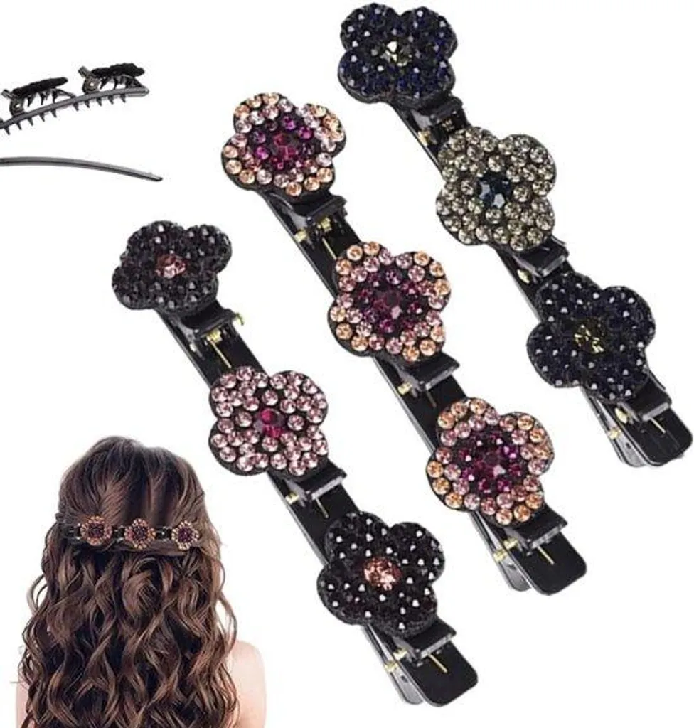 Barrettes cristal femme pour mariage et soirée - Lot de 3 accessoires