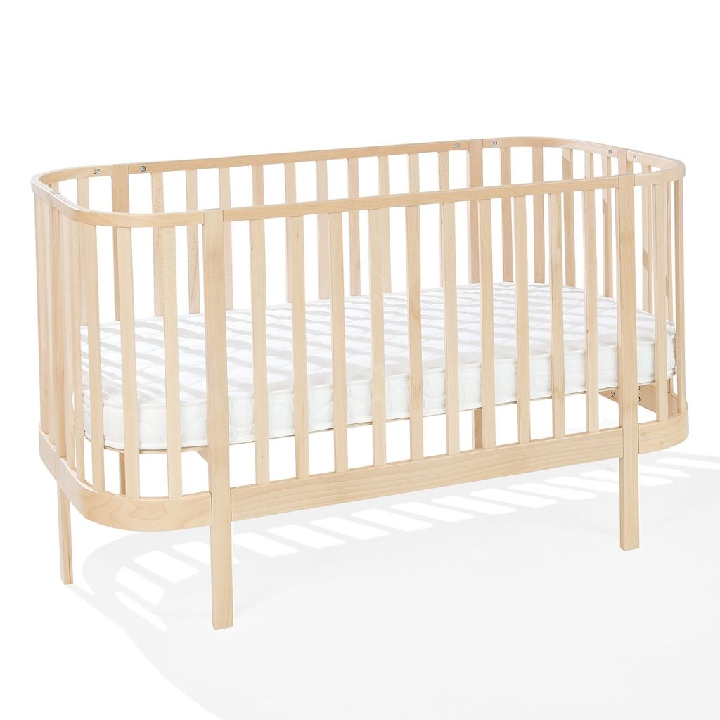 ATB MEBLE Gitterbett mit Matratze 140x70 cm - 2in1 Babybett Kinderbett umbaubar - GRAND Beistellbett Baby - Bett Baby Mitwachsend - Jugendbett - Holz