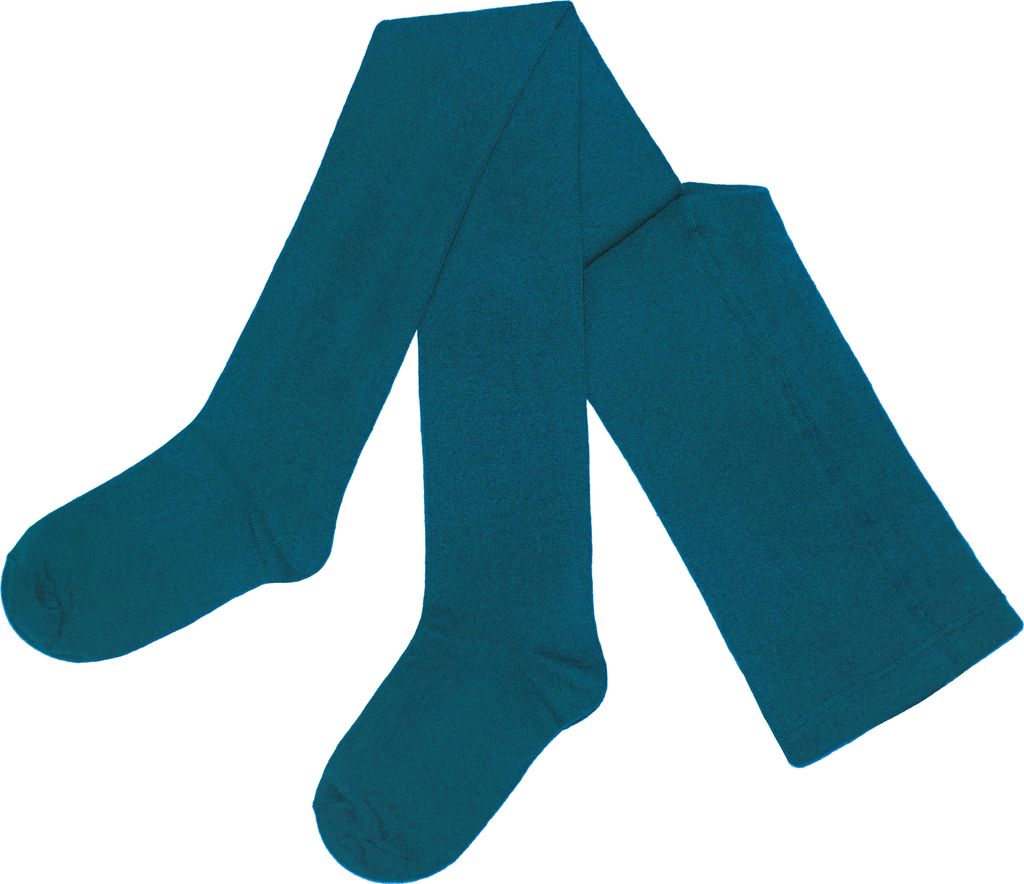 Damen Strumpfhose aus Baumwolle Glatt Unifarben Petrol Größe 40-42