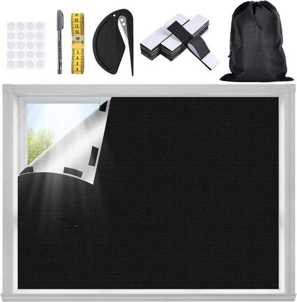 Innovative Plus - Maatwerk Draagbare Rolgordijn für Fenster - 100% Dunkel - Schneidbar - Schlafzimmer - Ohne Bohren