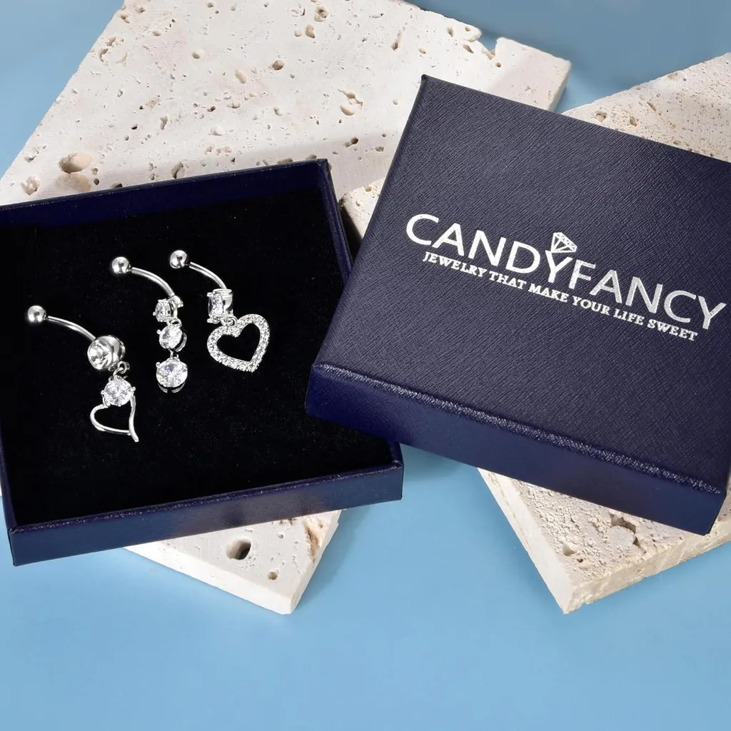 Piercing Nombril Cœur Suspendu en Zirconium de Qualité Supérieure 14G