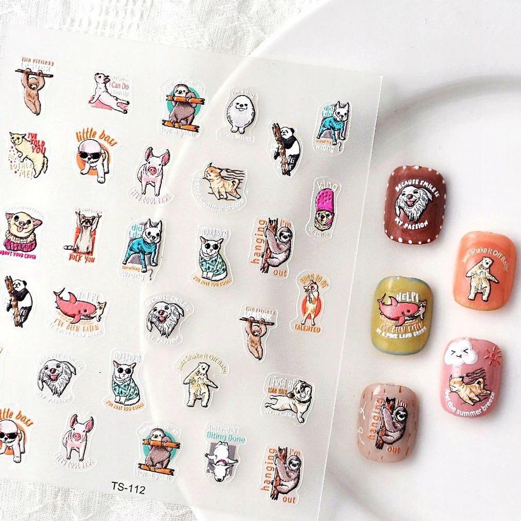 3D Nagelsticker Selbstklebend Konvexe Muster TIERE KATZEN HUNDE