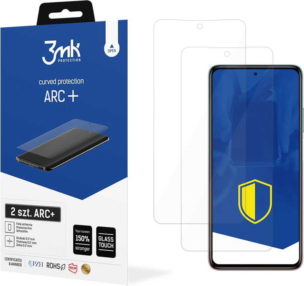 3mk Display Schutzfolie ARC+ für Xiaomi Redmi Note 9 Pro 5G 0,17mm Self-Heal (2 Stück)