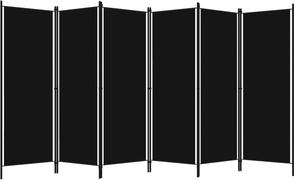 A black folding room divider.