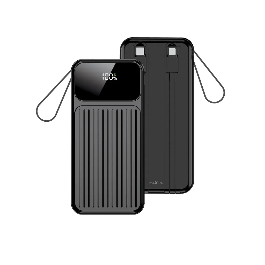 Batterie Externe 10000 mAh Charge Rapide 22,5W avec Câbles Maxlife