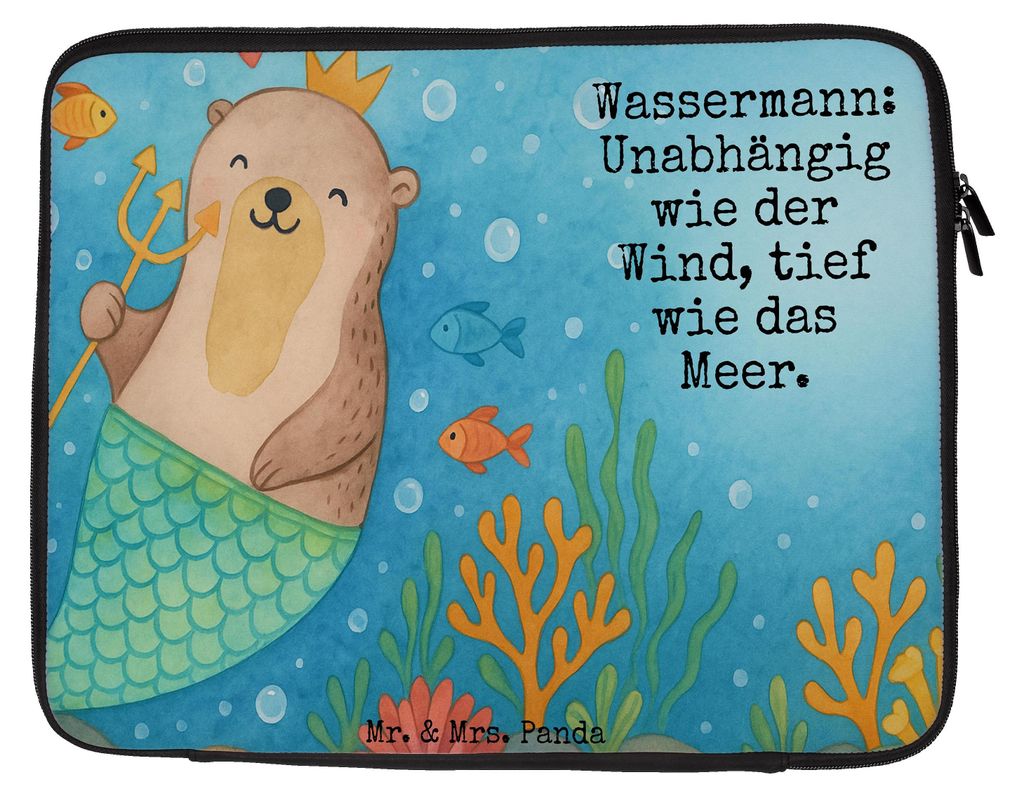 Mr. & Mrs. Panda Laptophülle Wassermann Astrologie Design 33 x 42 cm - Weiß - Geschenk, Laptoptasche, Notebook Tasche, Hülle Laptop, Geburtstags...