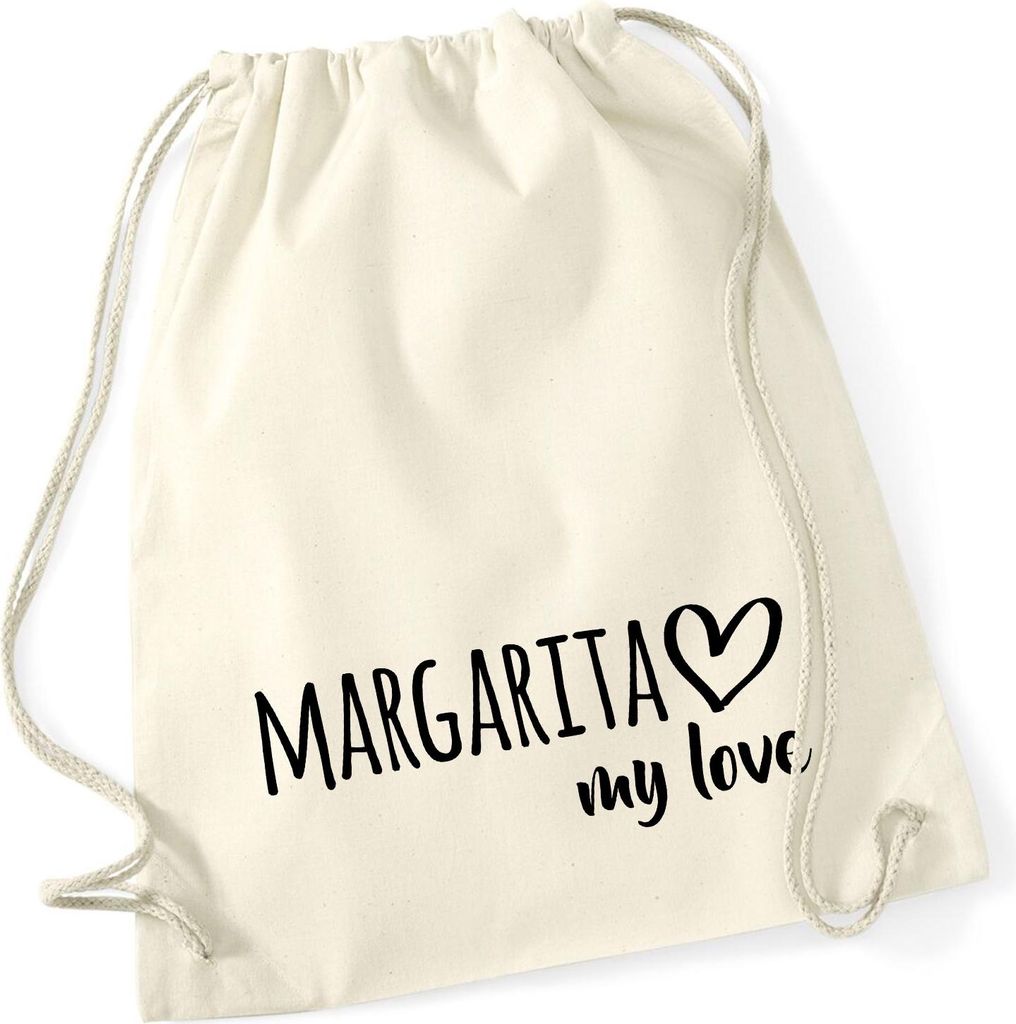 Huuraa Turnbeutel Margarita Island my love 12 Liter Natural Baumwolle Rucksack Geschenkidee