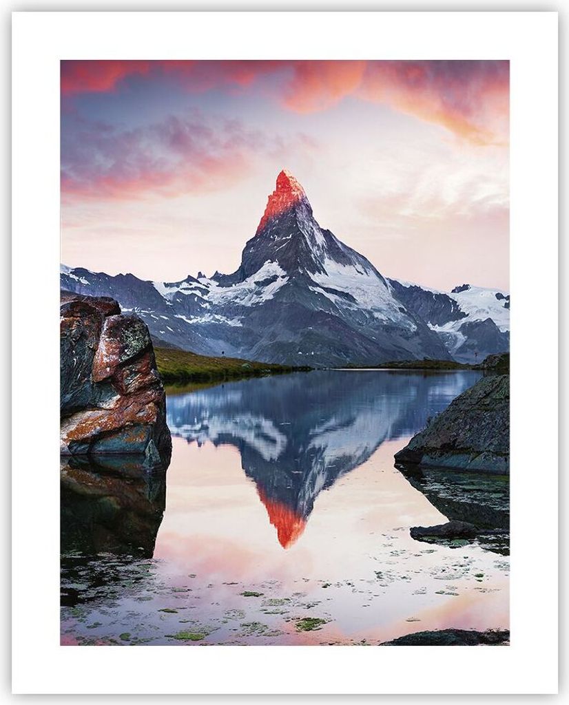 Poster - Poster ohne Rahmen - Berge Felsen Wasser - 40x50 cm - Wand Bild - Wanddeko - Wandbilder - Kunstposter - Wandposter - Bilder - Kunstdruck -...