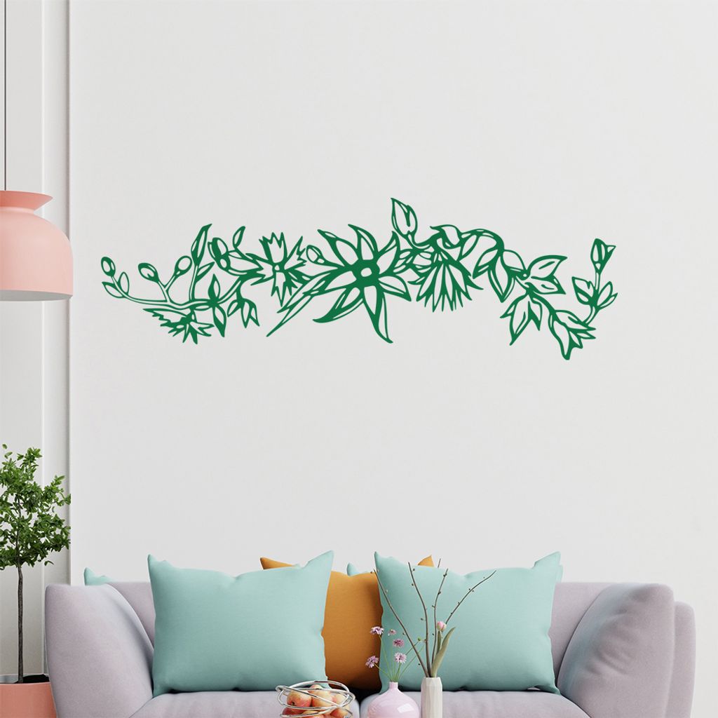 Blumen -Ranken Wandtattoo in 6 Größen - Wandaufkleber Wall Sticker - Dekoration, Küche, Wohnzimmer, Schlafzimmer, Badezimmer