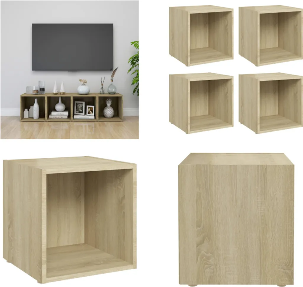 Set vidaXL Mobili TV Componibili 37x35x37 cm - Rovere Sonoma 4pz