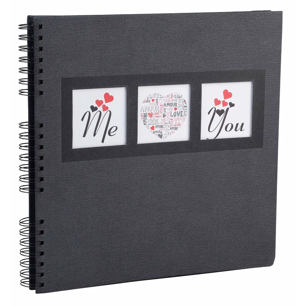 Exacompta 16215E Album photo à spirales ME & YOU 32x32 cm 60 pages noir