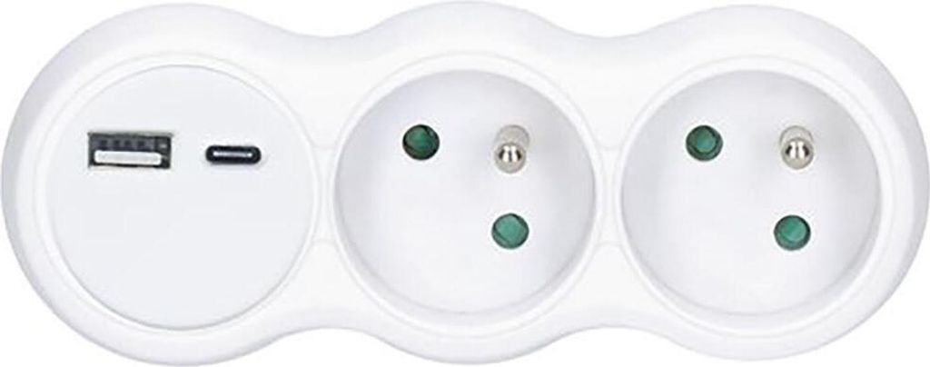 Solight Hub mit USB A+C Ladegerät, 2 x 10A, weiß