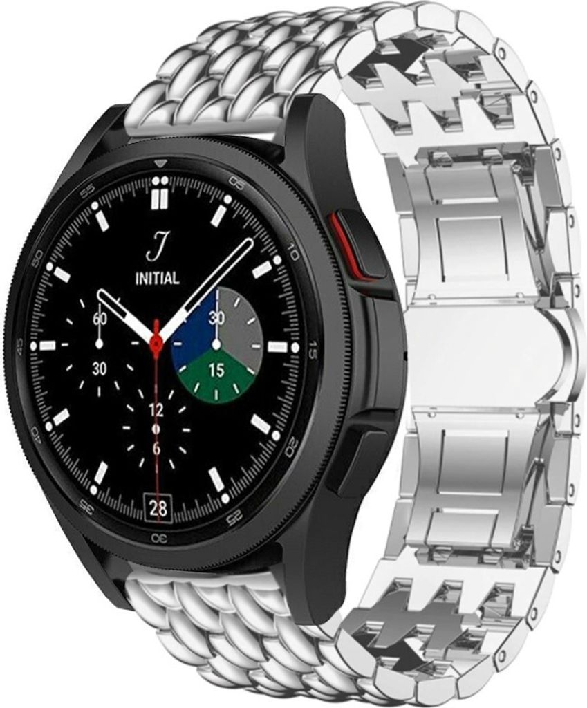 Strap-it Samsung Galaxy Watch 4 Classic 46mm Drachenarmband aus Stahl (Silber)
