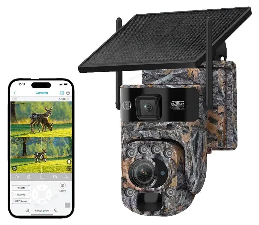 Caméra solaire 4G pour chantier et ferme avec zoom 20x et stockage 64 Go