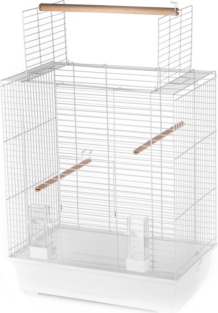Vogelkäfig Ara weiß 54x34x65,5 cm mit aufklappbarem Dach und ausziehbarer Schublade