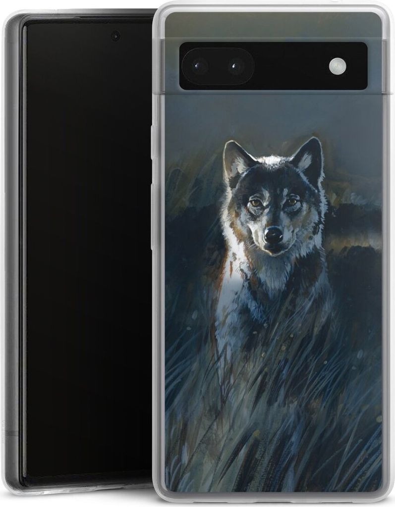 DeinDesign Slim Hülle für Google Pixel 6a Silikon Case Ultra Dünn Handyhülle Malerei Natur Wolf