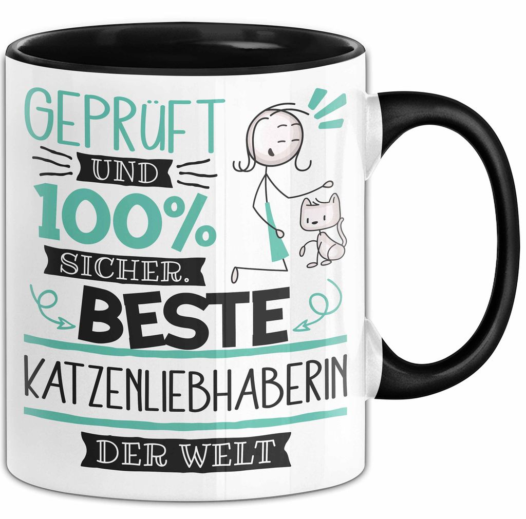Beste Katzenliebhaberin Der Welt Tasse Geschenk für Eine Katzenliebhaberin Und Sicher Geschenkidee Geburtstag Weihnachten (Schwarz)