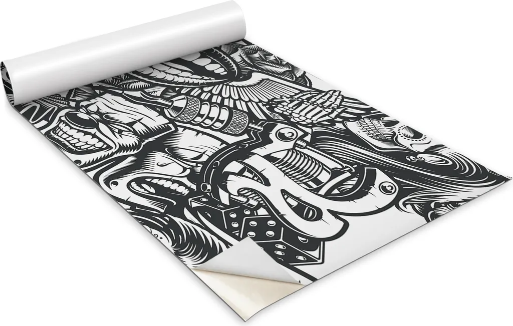 Pellicola Mobili Teschi e Pagliacci 100x50cm | Carta Adesiva Tavolo