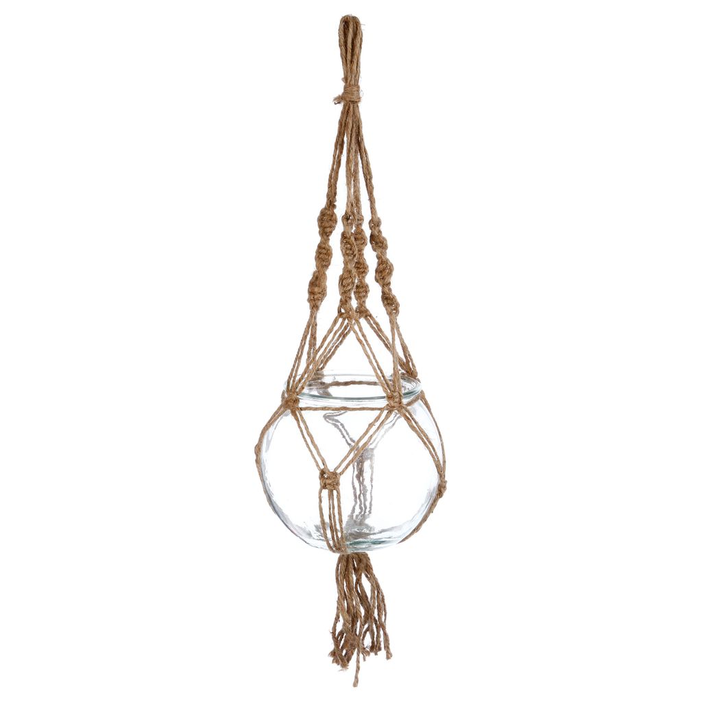 Blumenampel mit Blumentopf aus Glas 55cm Produktbild 