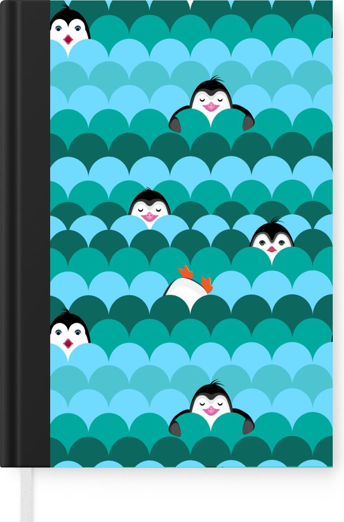 MuchoWow Notizbuch Tagebuch Haushaltsbuch Notebook A5 Kreis - Pinguin - Entwurf - Notizblock - Notizheft - Notebook - Schreibblock - Papier