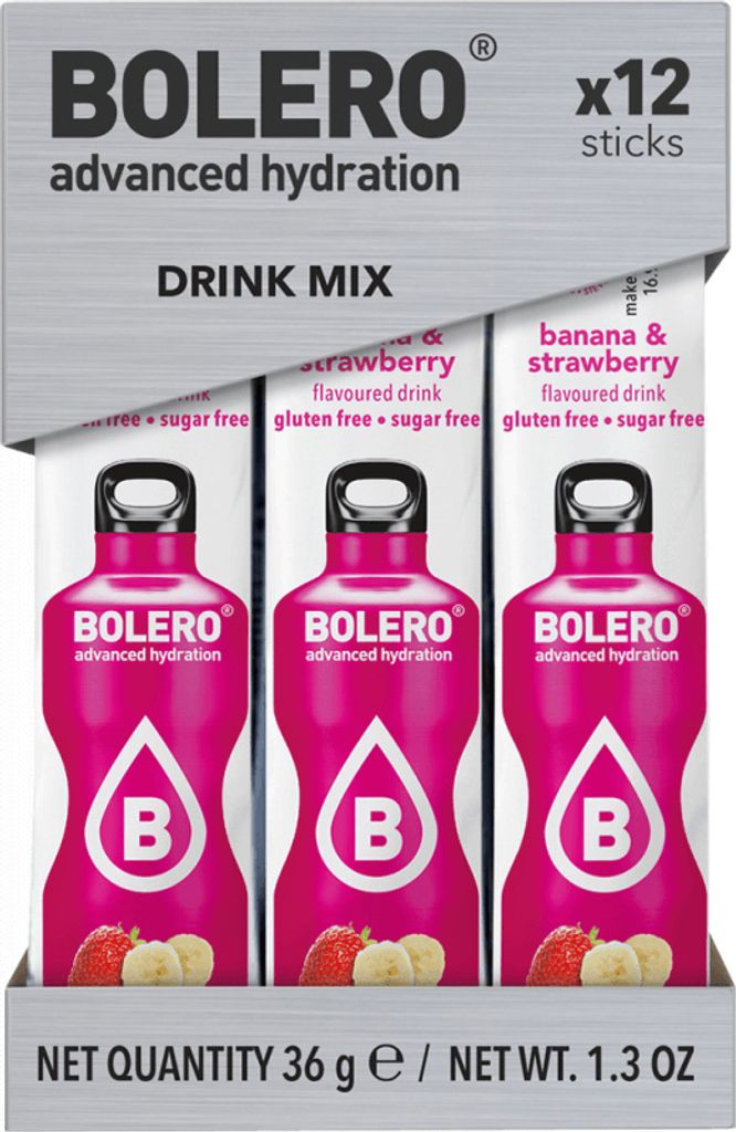 Bolero Sticks (12x3g) Banana & Strawberry - Intra- & Produktbild 