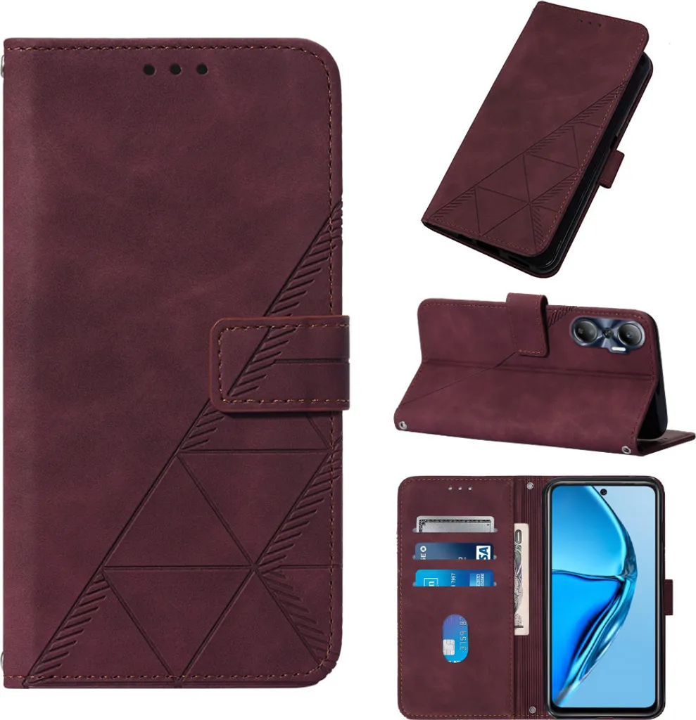 Custodia Infinix Hot 20 4G Rosso: Cover Portafoglio Pelle con Goffratura