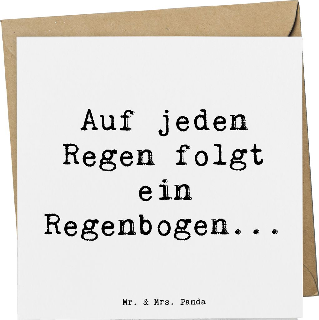 Mr. & Mrs. Panda Glückwunschkarte Spruch Mit Enttäuschungen umgehen - Weiß - Geschenk, Auf jeden Regen folgt ein Regenbogen, Mut, Inspiration, a...