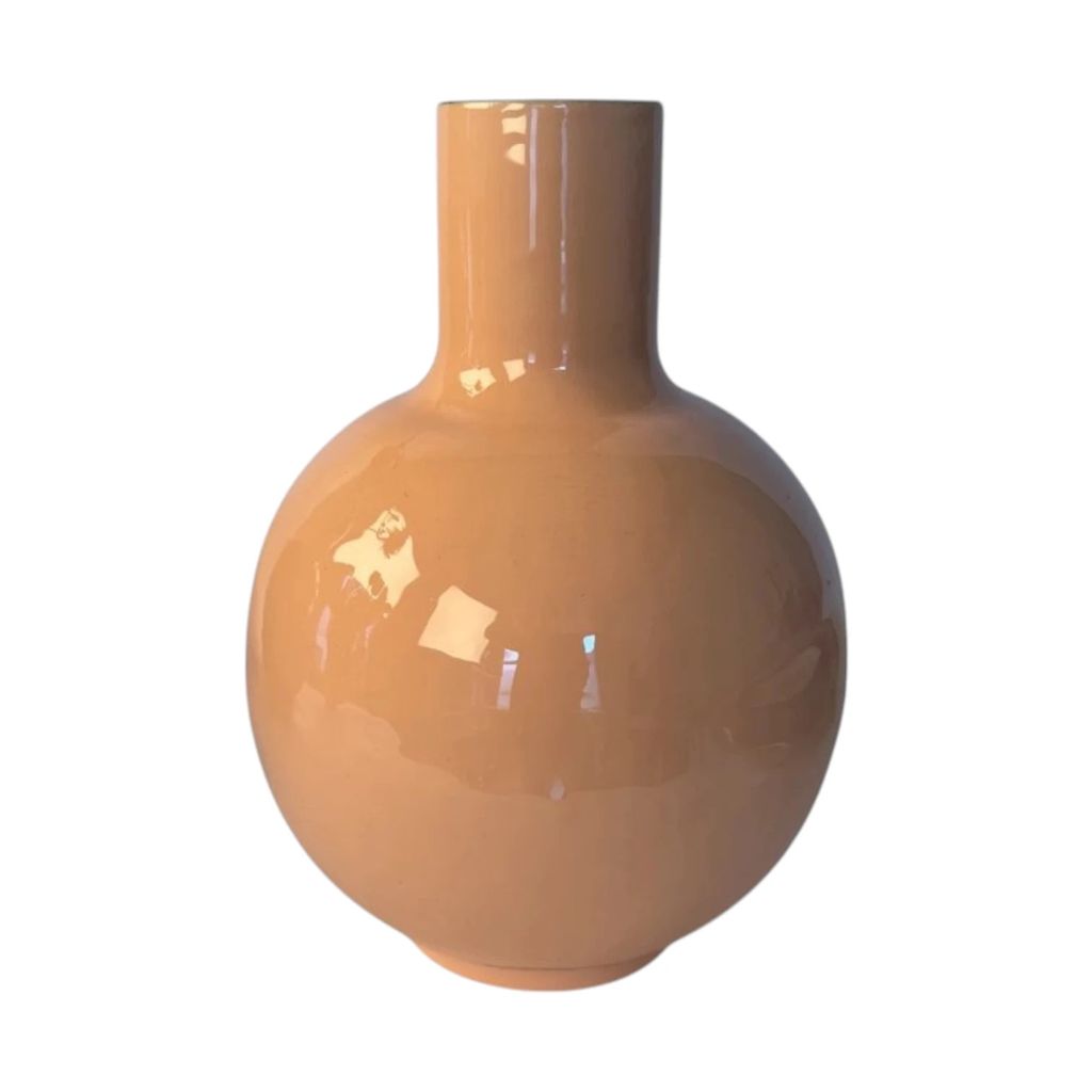 Metallische Vase Honig 23x30cm mit glänzender Oberfläche und mattem Schwarz innen, ideal für Blumen und Dekoration