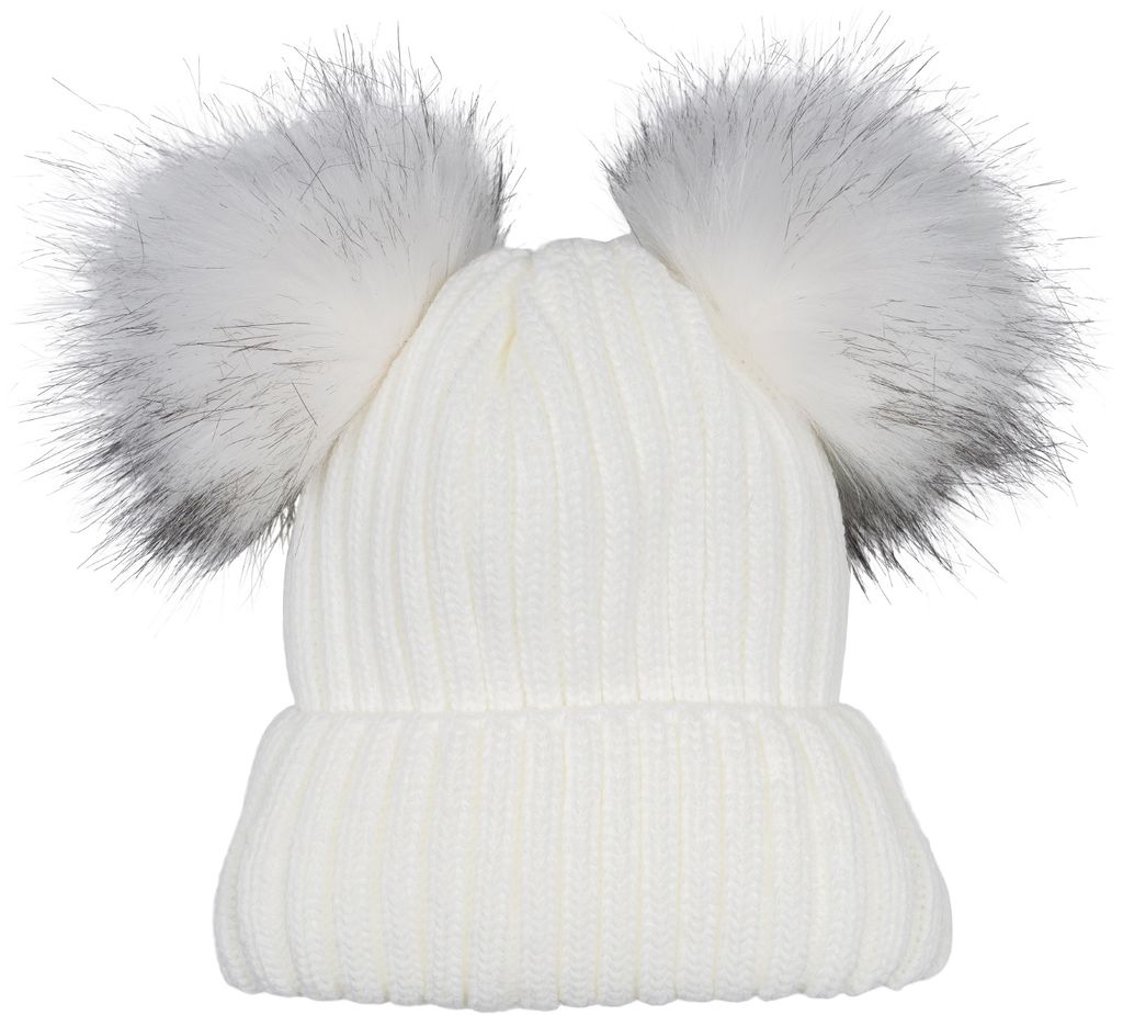 StyleBREAKER Kinder Bommelmütze - Gestrickt Mit Fleece Futter 3-5 Jahre