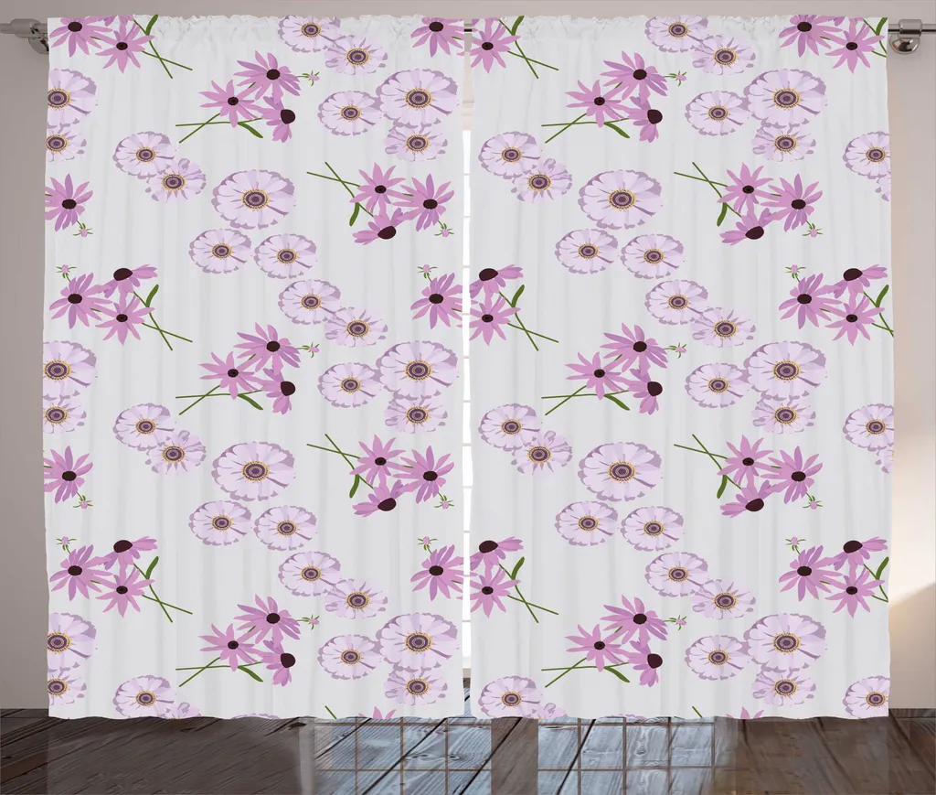 Rideaux de salon universels violets et gris - Panneau rustique 280x225cm
