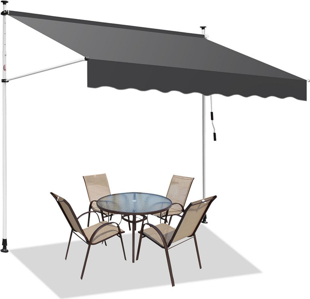Markise Klemmmarkise Einziehbar Sonnenmarkise Sonnenschutz Balkon ohne Bohren 300x120cm