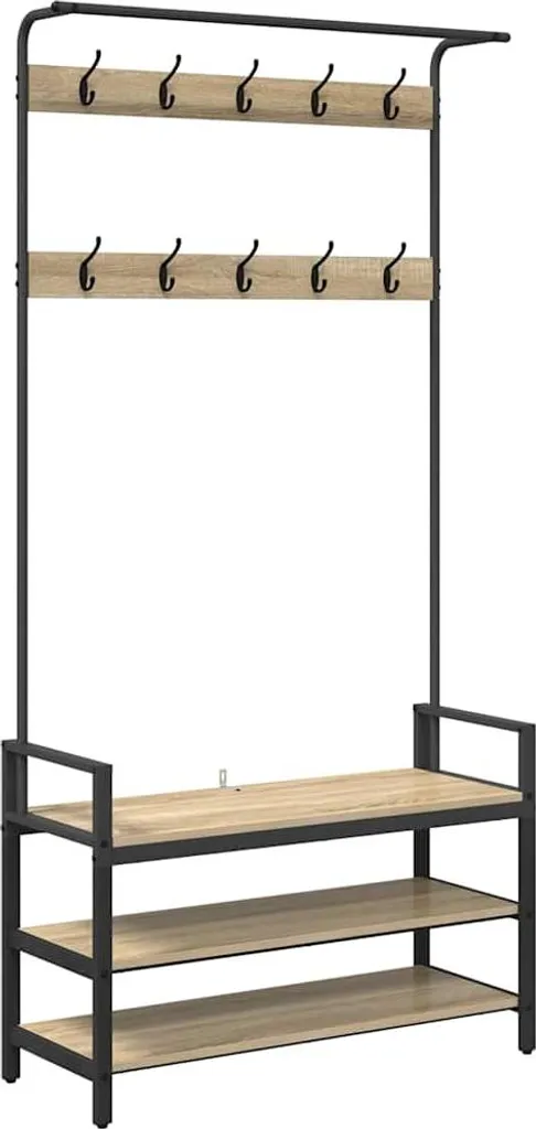 vidaXL Appendiabiti Rovere Sonoma 95x34x184 cm | Arredo Ingresso Robusto
