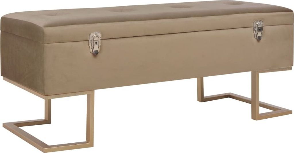 Sitzbank Bank mit Staufach 105 cm Beige Samt