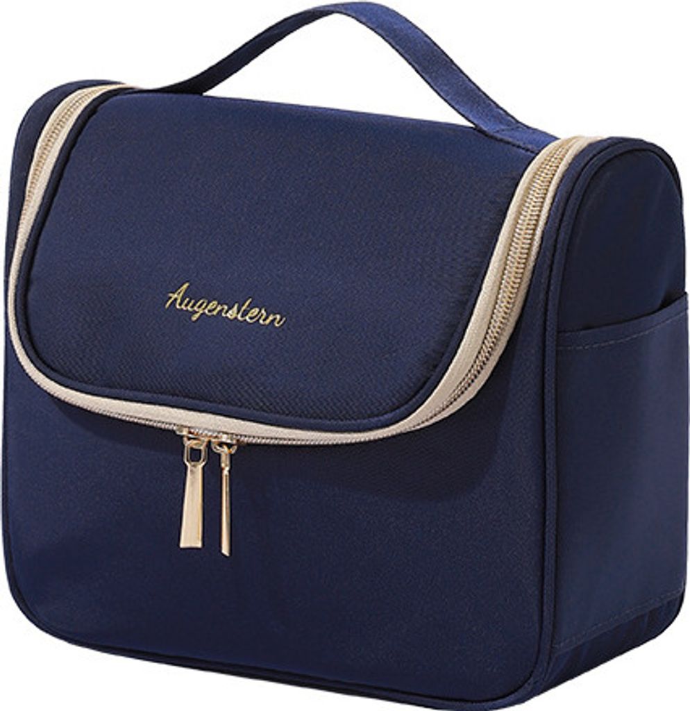 Kulturbeutel Reisetasche mit Aufhänge haken, wasserabweisender Make-up Kosmetiktaschen-Organizer für Toilettenartikel Kosmetik,dunkelblau
