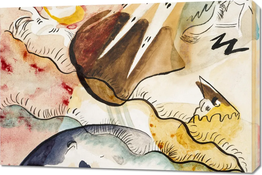 Quadro Kandinsky Paesaggio Piovoso 90x60 cm per Salotto Vintage