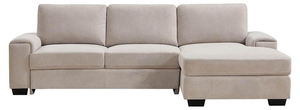 EMBAPO – Ecksofa mit Schlaffunktion aus strukturiertem Stoff in Beige
