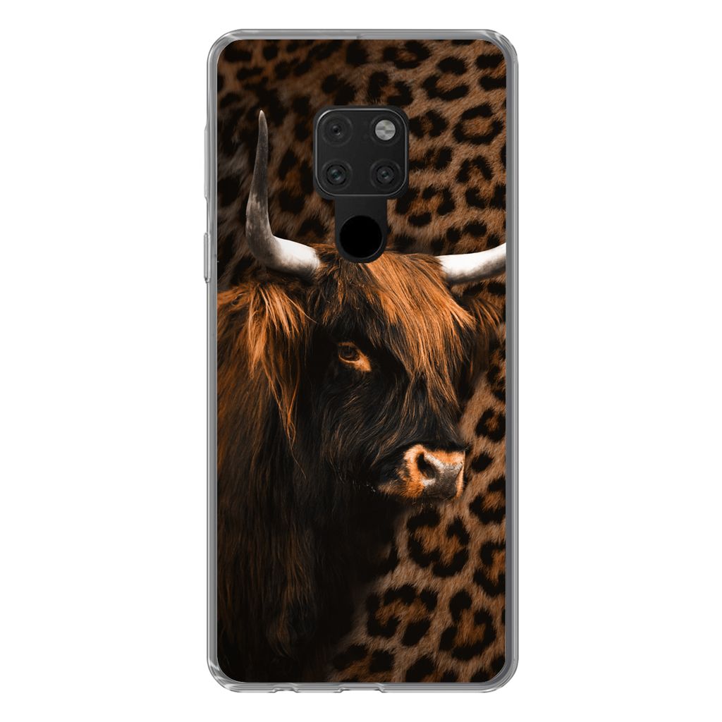 MuchoWow Handyhülle Schutzhülle Hülle für Huawei P40 Lite Schottischer Highlander - Pelz - Pantherdruck Silikon Softcase Handy Hülle - Handy
